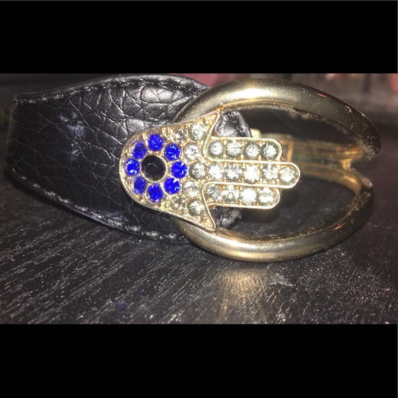 Accessories - Hamsa bracelet with bling on leather